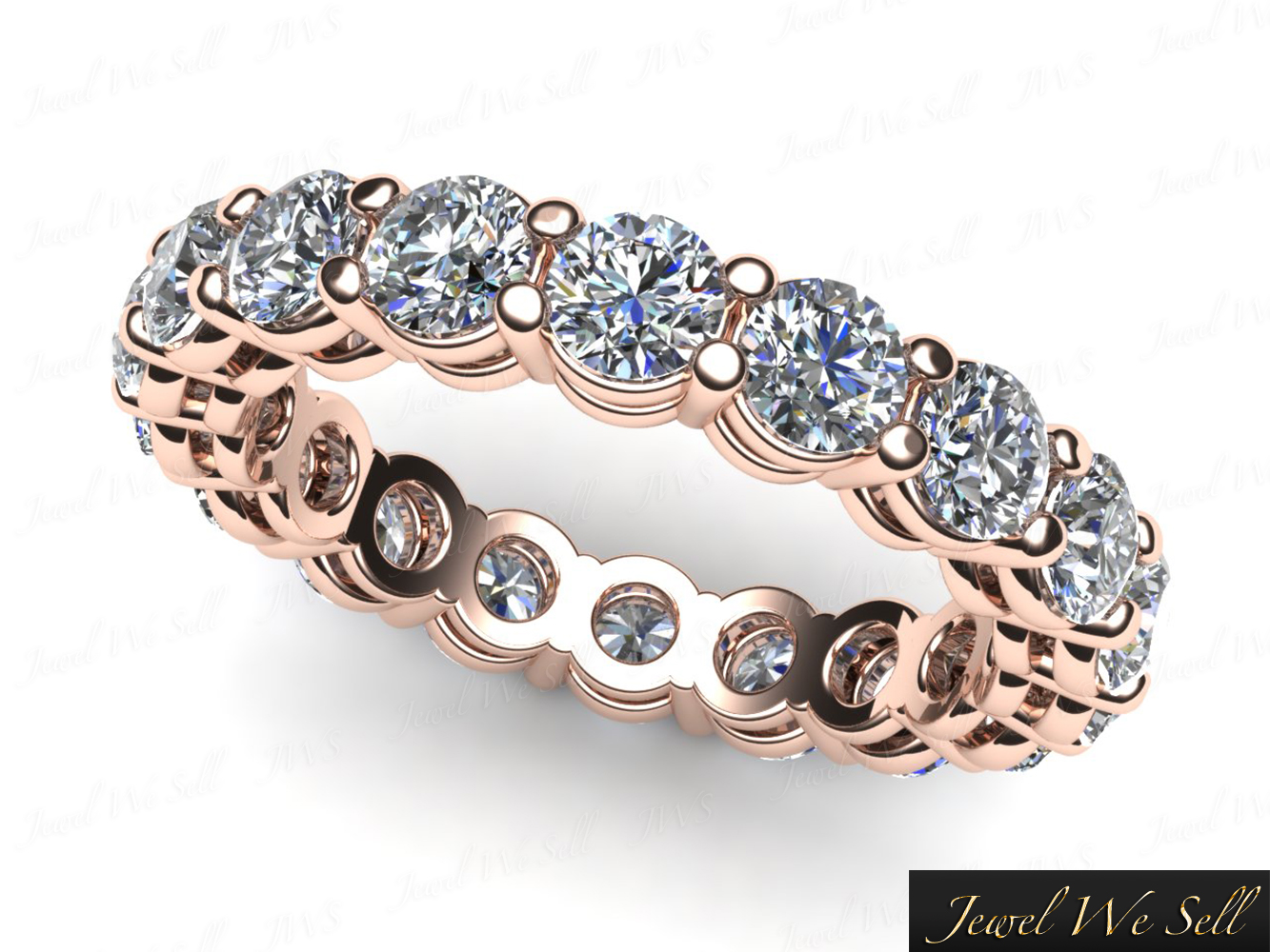 3.00Ct Round Diamond Open Gallery Shared Prong Eternity Band Ring 18K Gold G SI1 - Picture 3 of 8