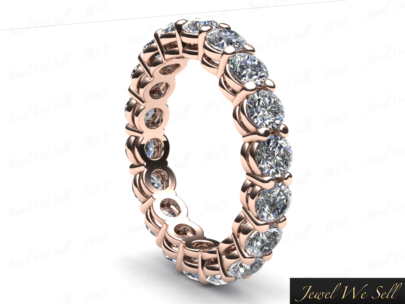3.00Ct Round Diamond Open Gallery Shared Prong Eternity Band Ring 18K Gold G SI1 - Picture 4 of 8