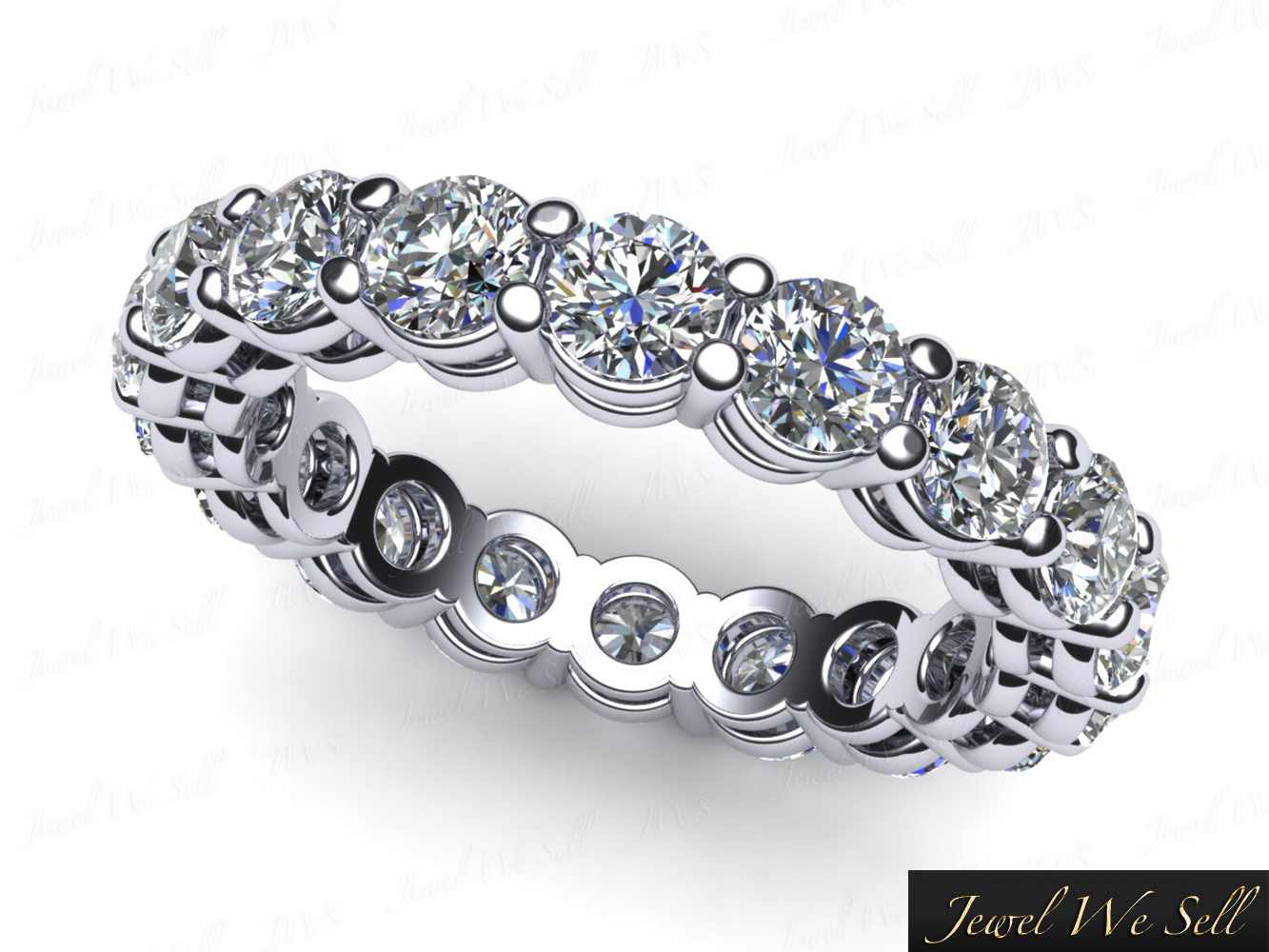 3.00Ct Round Diamond Open Gallery Shared Prong Eternity Band Ring 18K Gold G SI1 - Picture 5 of 8