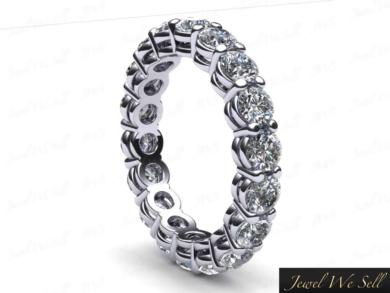 3.00Ct Round Diamond Open Gallery Shared Prong Eternity Band Ring 18K Gold G SI1 - Picture 6 of 8