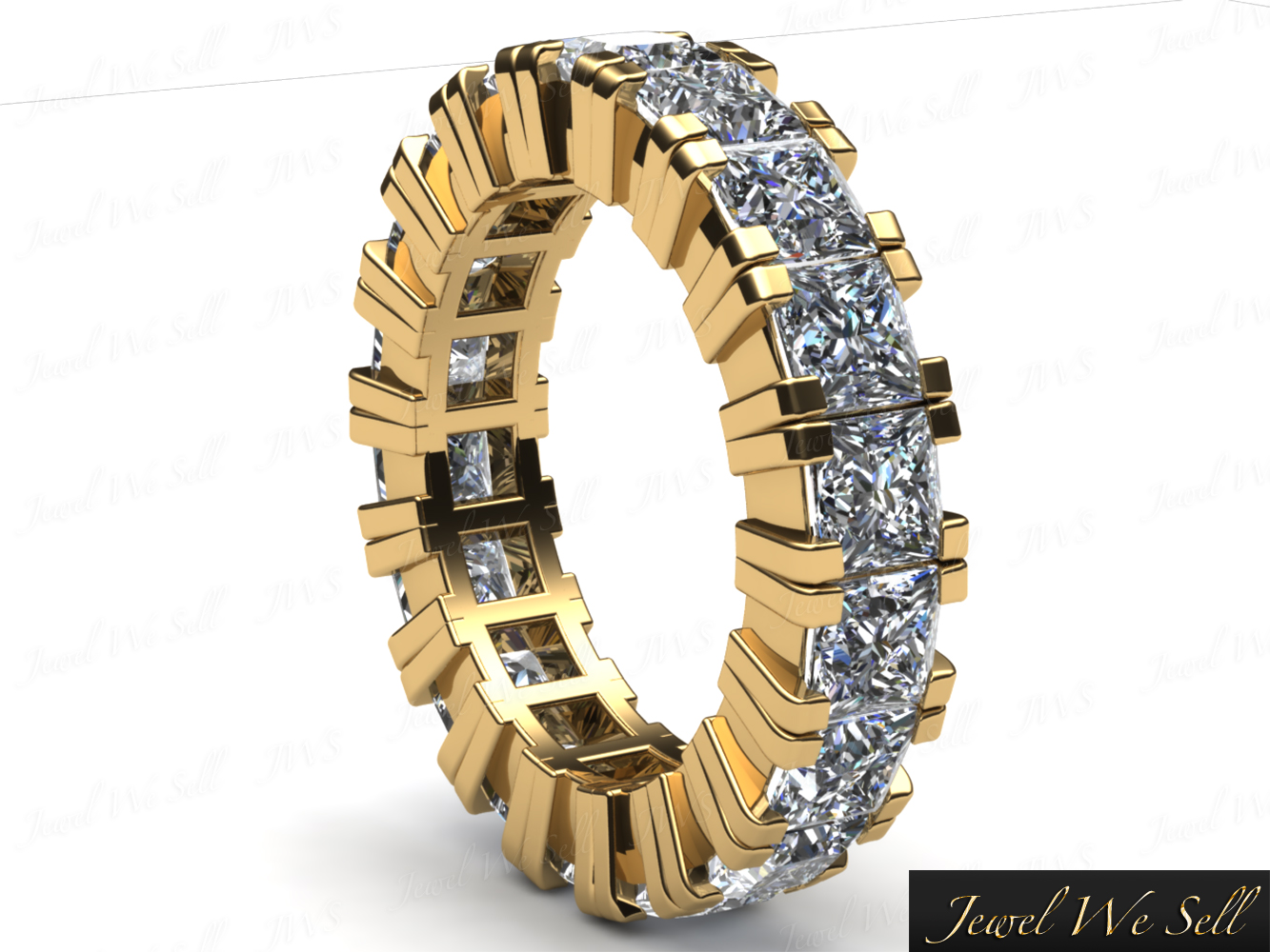 3.75Ct Princess Cut Diamond Eternity Band Wedding Ring Solid 18k Gold G SI1 - Picture 8 of 8