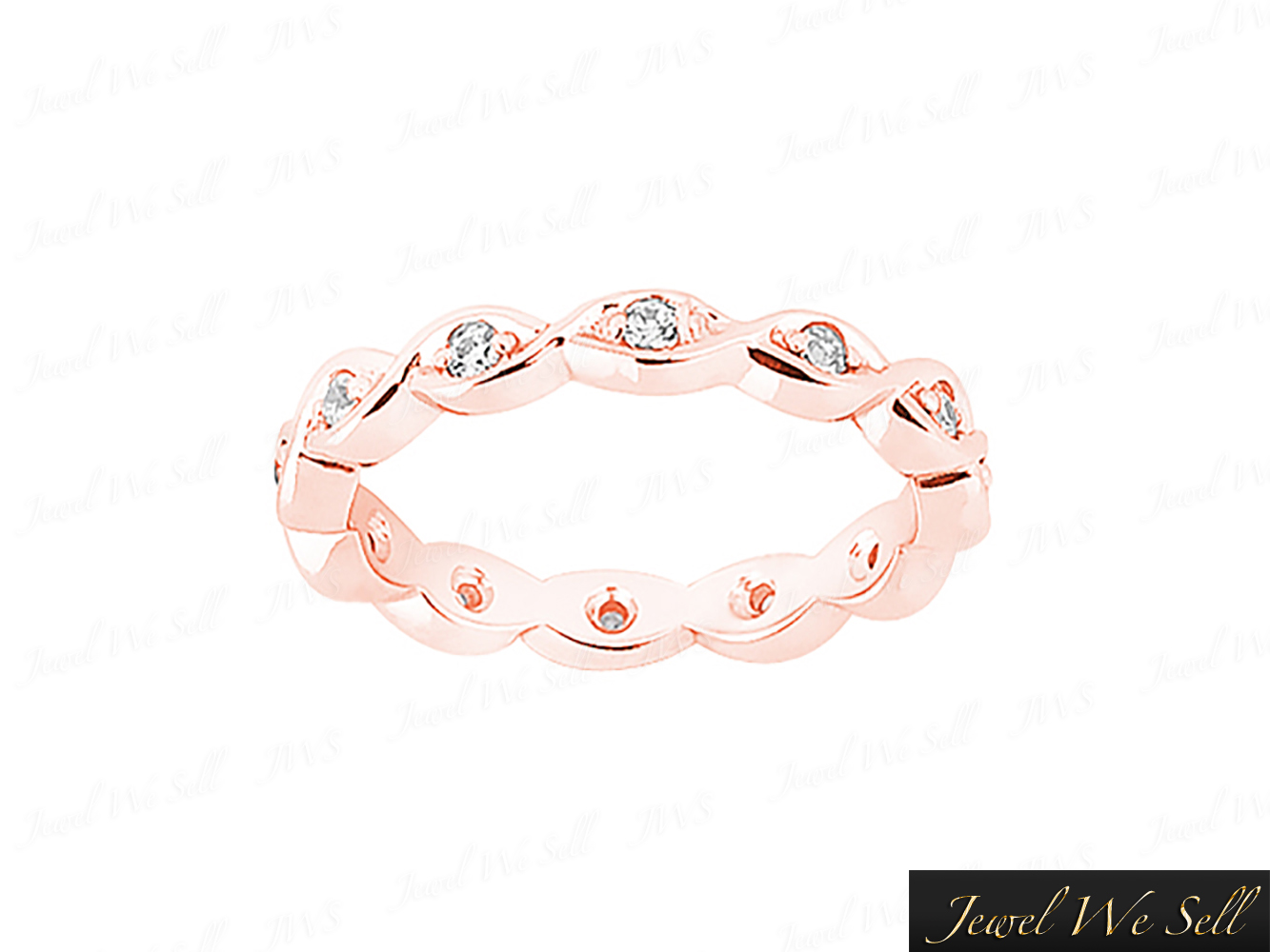 Genuine .25Ct Round Brilliant Diamond Twisted Eternity Band Ring 14K Gold G SI1 - Picture 3 of 8