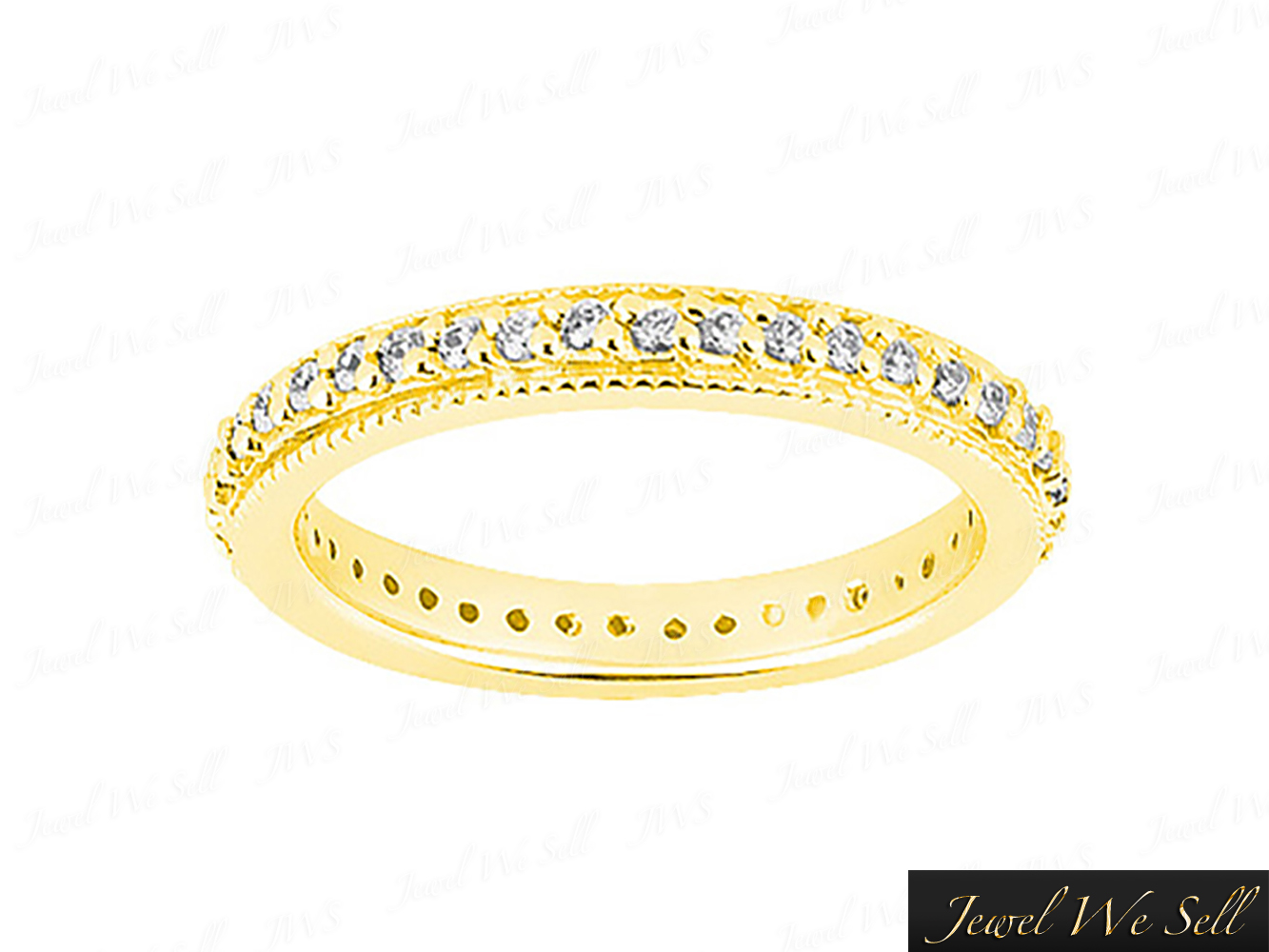 Natural 1.25Ct Round Brilliant Cut Diamond Milgrain Eternity Ring 18K Gold G SI1 - Picture 7 of 8