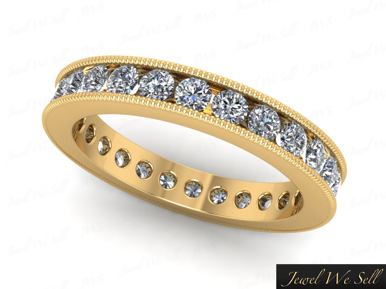 1.25Ct Round Diamond Channel Milgrain Eternity Band Wedding Ring 18K Gold G SI1 - Picture 7 of 8