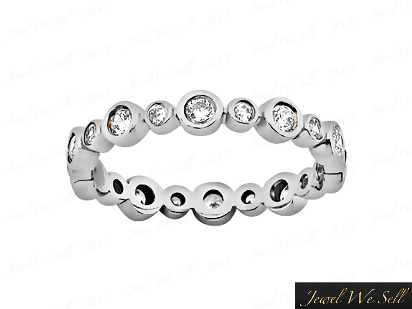 .45Ct Round Brilliant Cut Diamond Alternating Eternity Band Ring 10K Gold G-H I1 - Picture 3 of 6