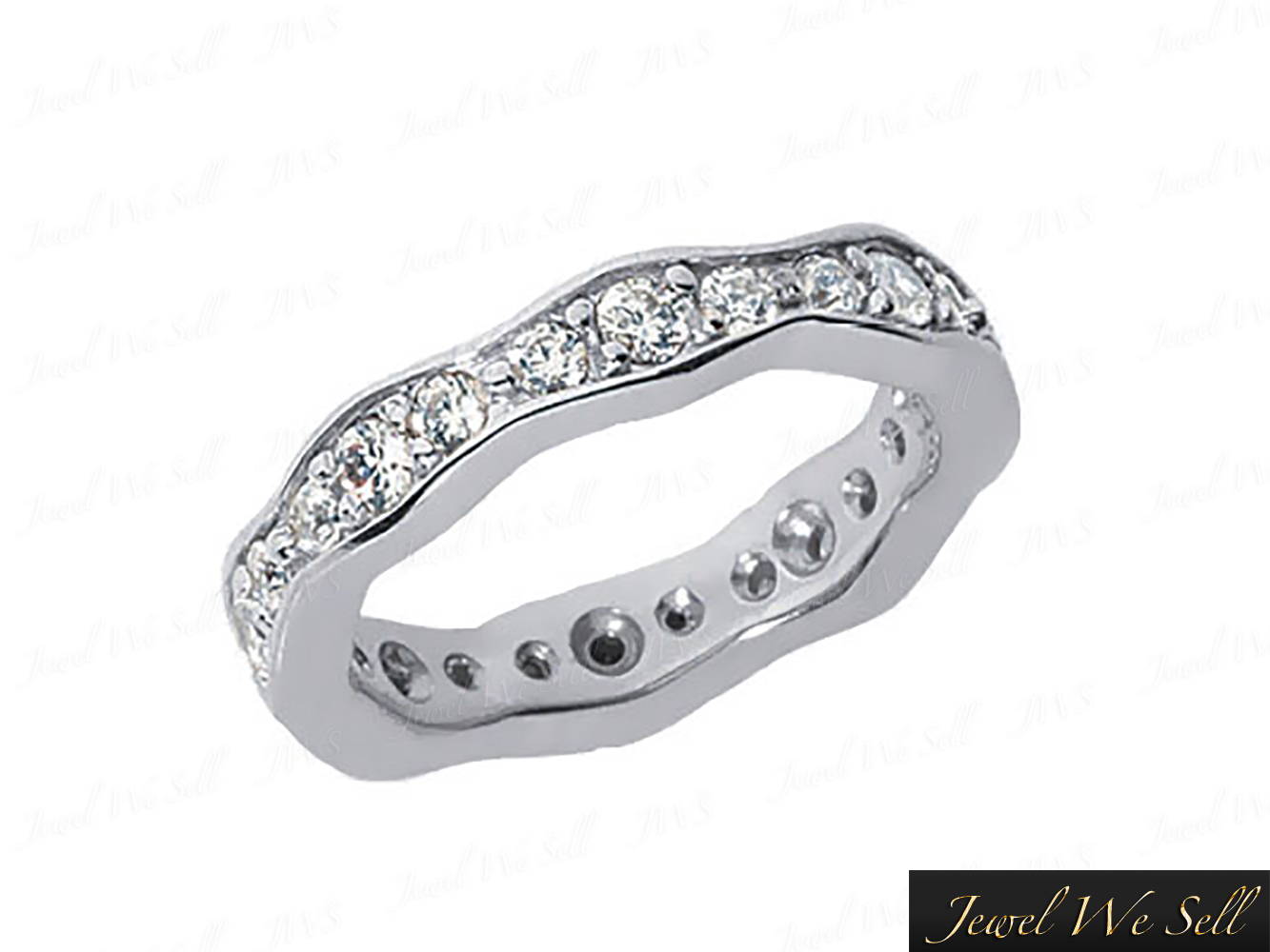 Pre-owned Jewelwesell 1.20ct Round Brilliant Diamond Wave Eternity Eternity Band Ring 14k Gold I Si2