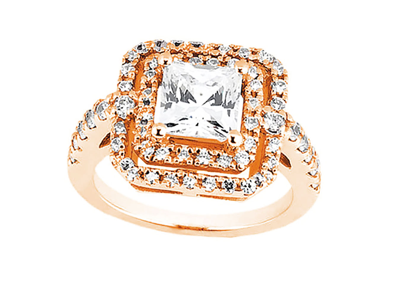 Genuine 1.25Ct Princess Round Diamond Double Halo Engagement Ring 10k Gold GH I1 - Picture 4 of 12