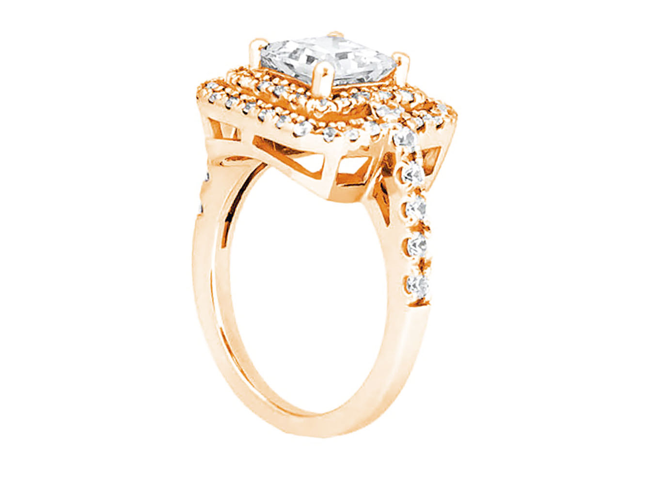 Genuine 1.25Ct Princess Round Diamond Double Halo Engagement Ring 10k Gold GH I1 - Picture 5 of 12