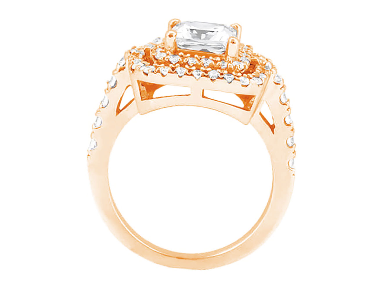 Genuine 1.25Ct Princess Round Diamond Double Halo Engagement Ring 10k Gold GH I1 - Picture 6 of 12