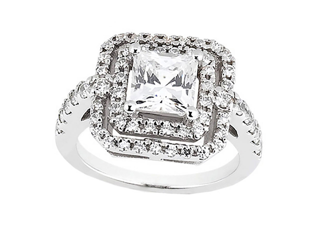 Genuine 1.25Ct Princess Round Diamond Double Halo Engagement Ring 10k Gold GH I1 - Picture 7 of 12