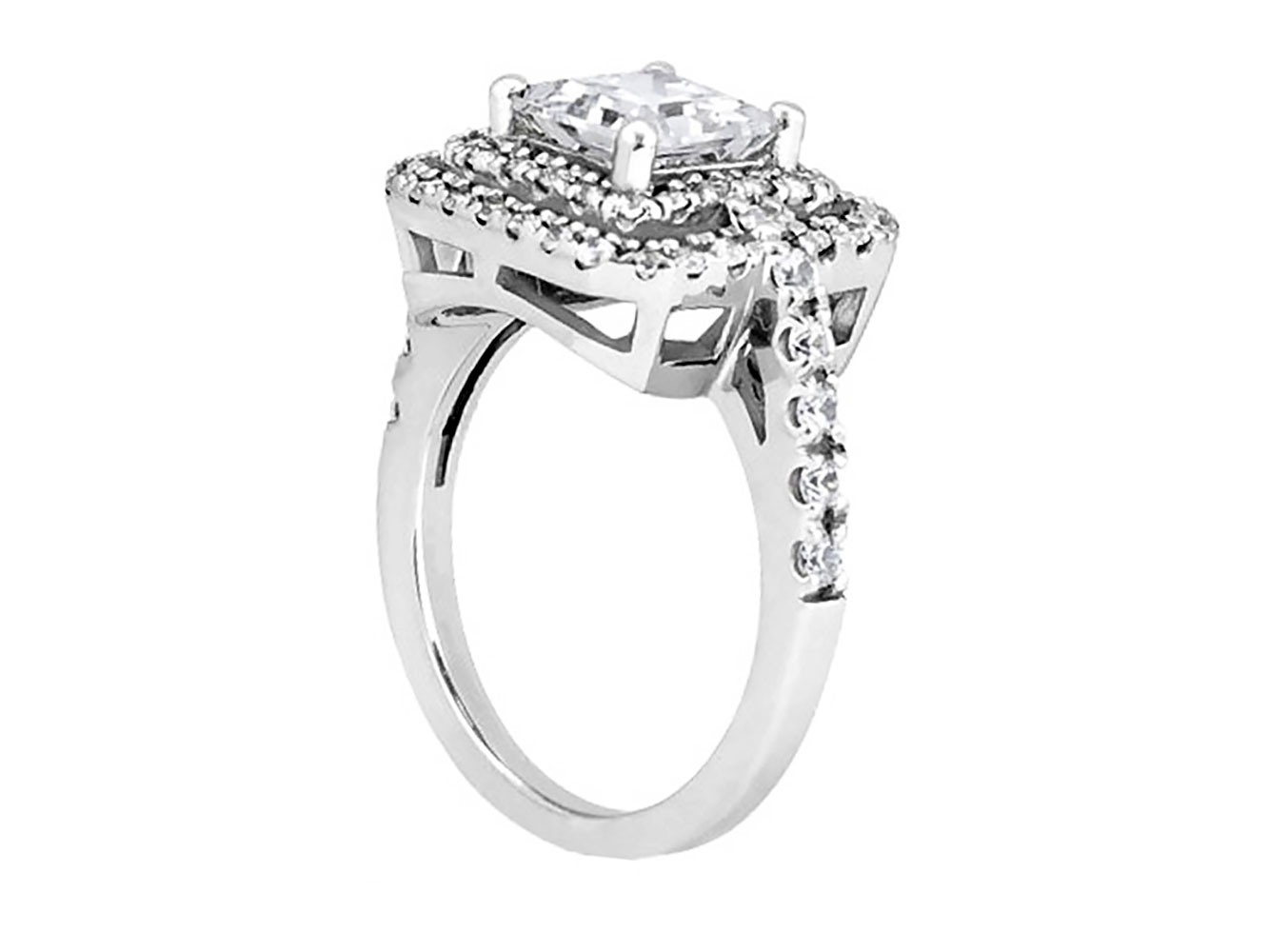 Genuine 1.25Ct Princess Round Diamond Double Halo Engagement Ring 10k Gold GH I1 - Picture 8 of 12