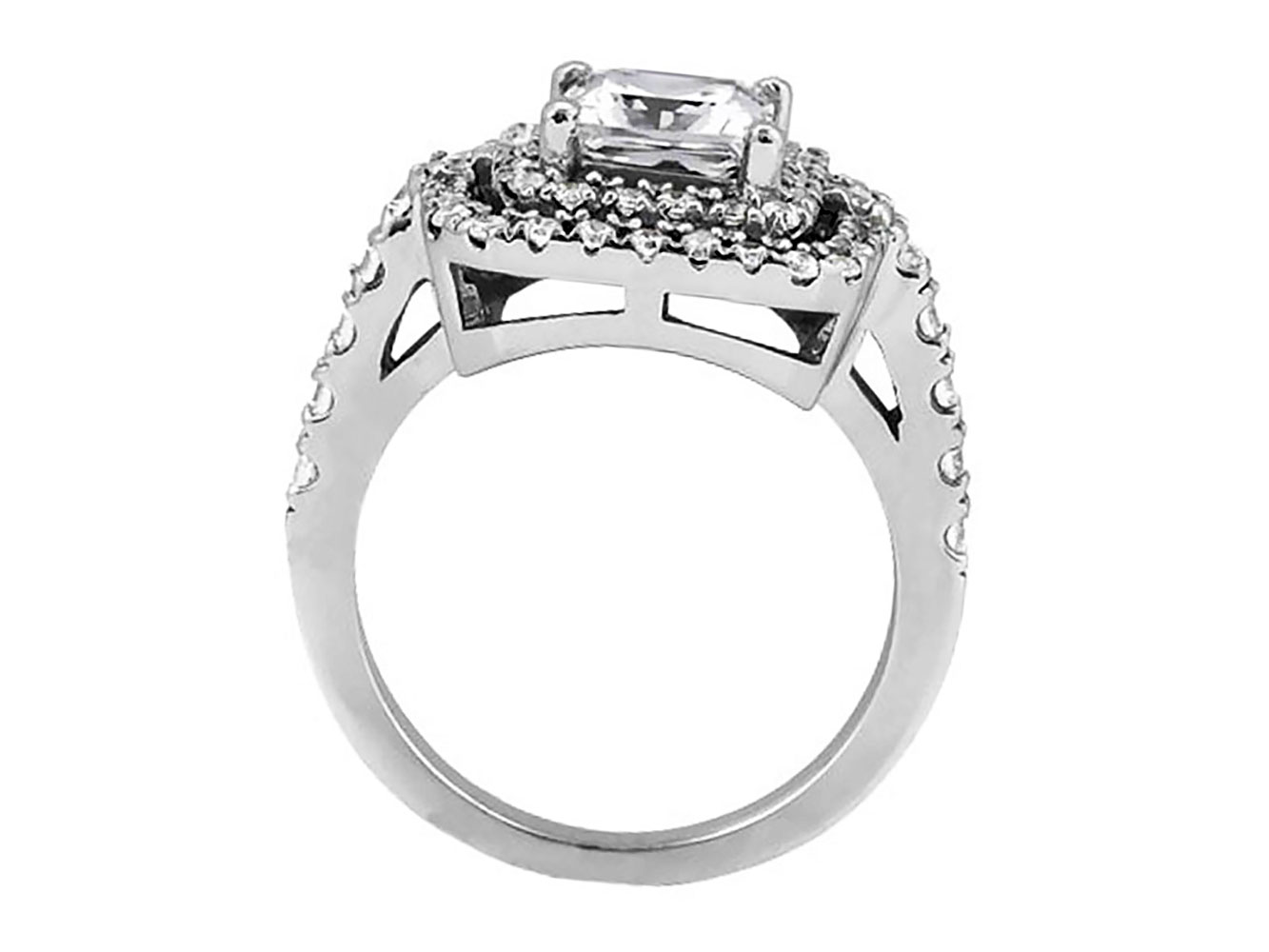 Genuine 1.25Ct Princess Round Diamond Double Halo Engagement Ring 10k Gold GH I1 - Picture 9 of 12