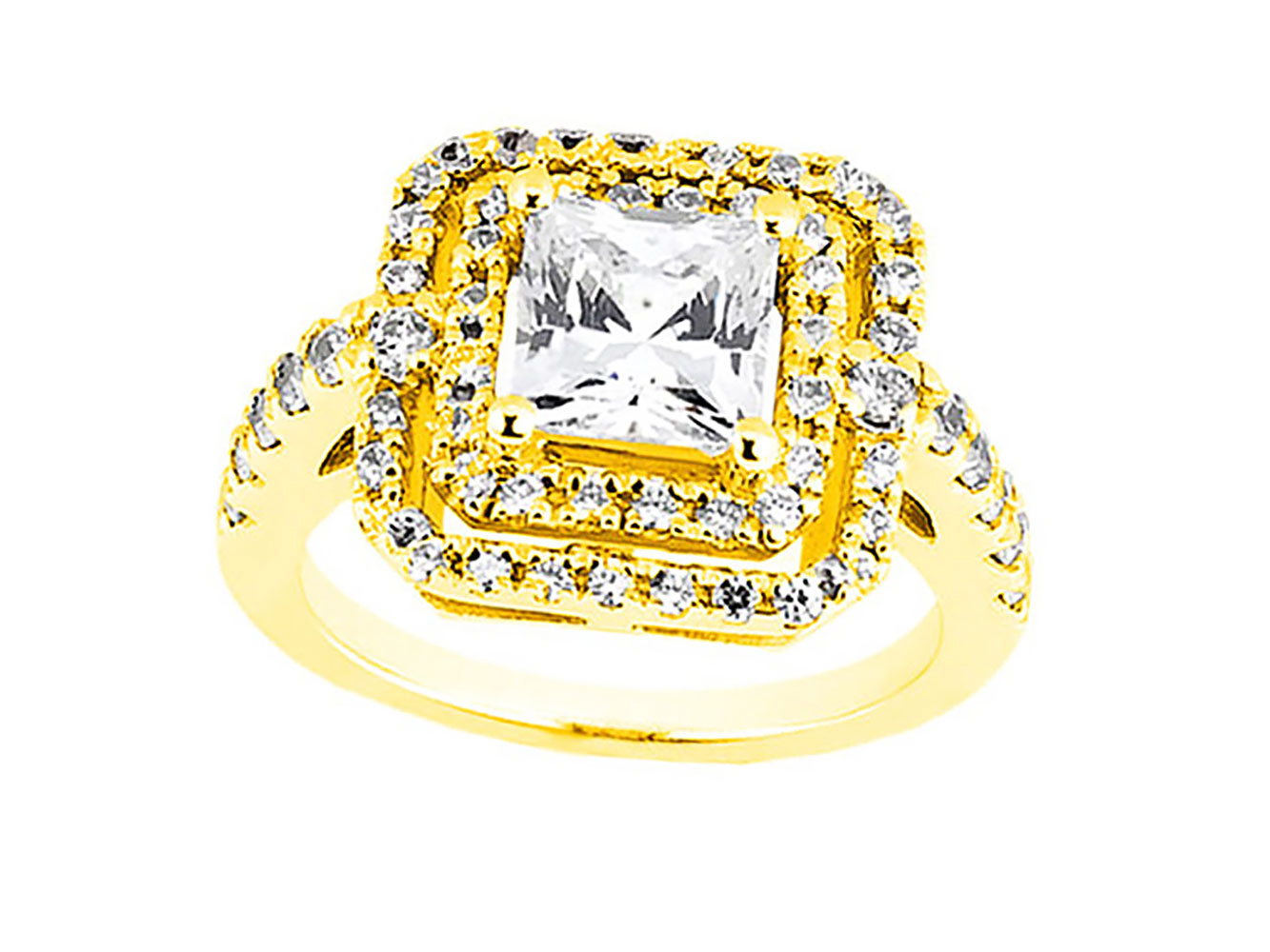 Genuine 1.25Ct Princess Round Diamond Double Halo Engagement Ring 10k Gold GH I1 - Picture 10 of 12