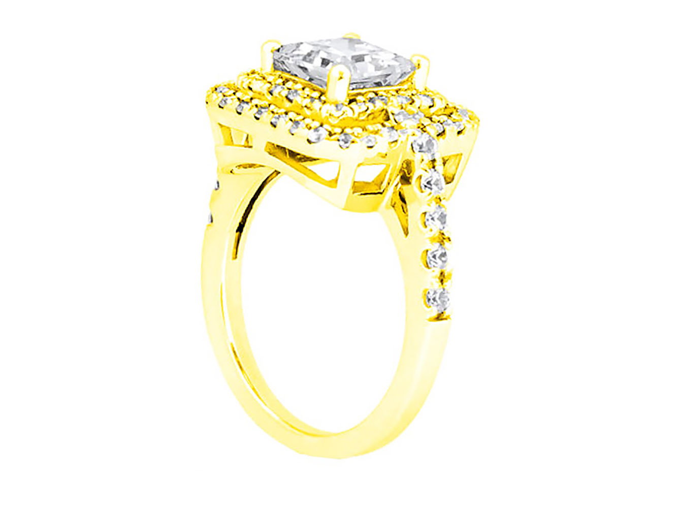 Genuine 1.25Ct Princess Round Diamond Double Halo Engagement Ring 10k Gold GH I1 - Picture 11 of 12