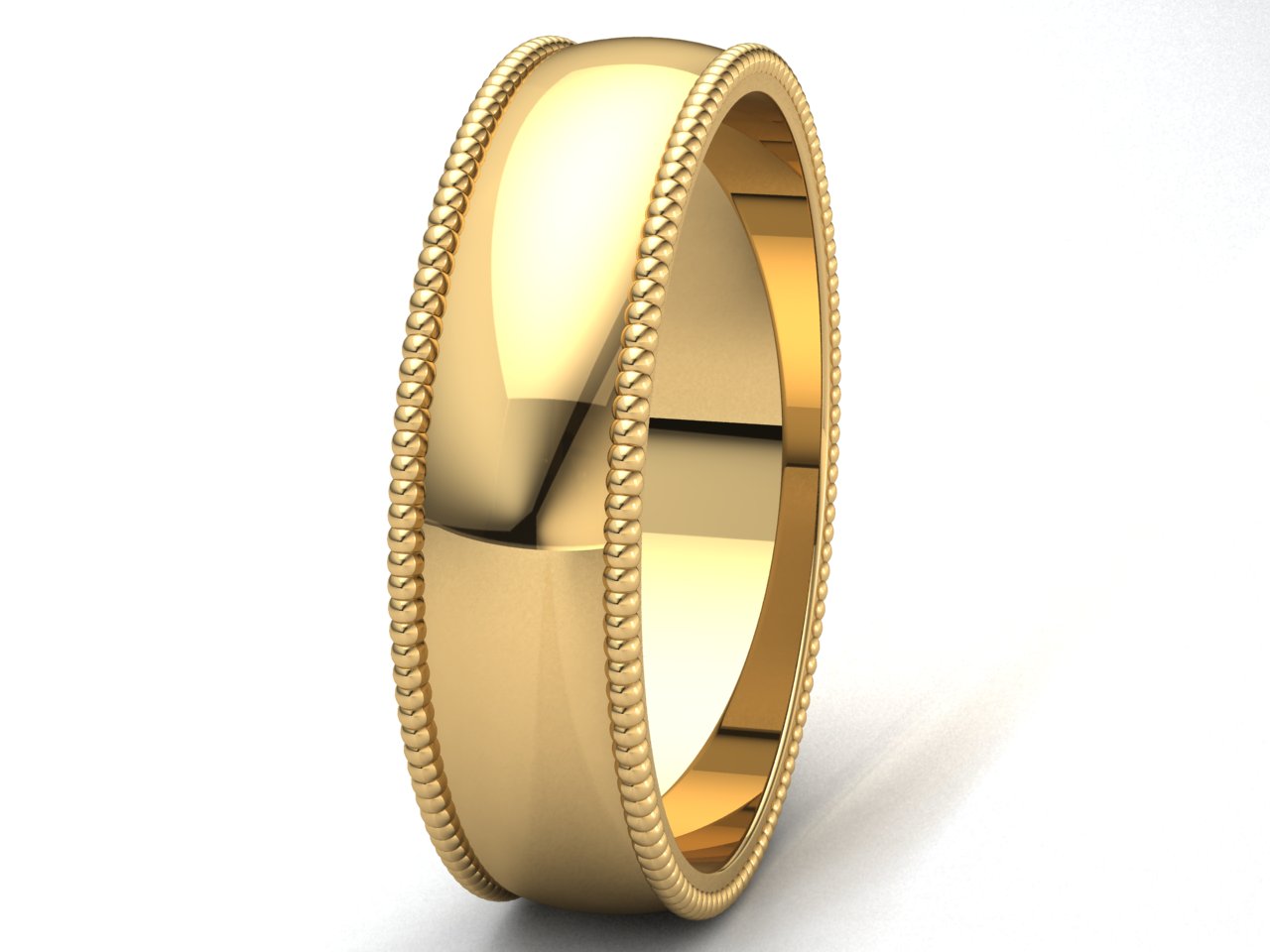 Domed Milgrain Band Ring Mens Womens 2mm 3mm 4mm 5mm 6mm 7mm 8mm Solid 10k Gold - Picture 17 of 29
