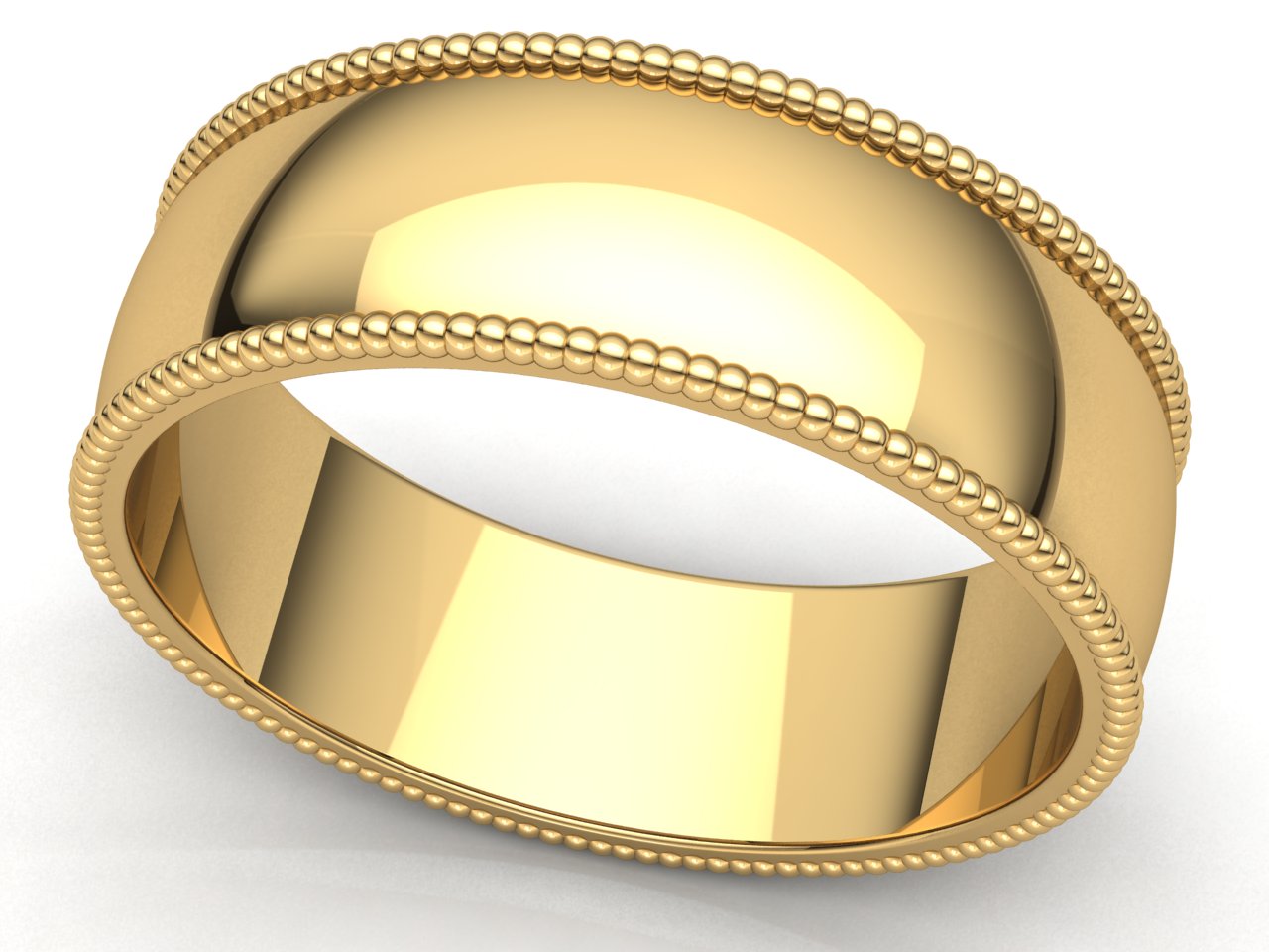 Domed Milgrain Band Ring Mens Womens 2mm 3mm 4mm 5mm 6mm 7mm 8mm Solid 10k Gold - Picture 18 of 29