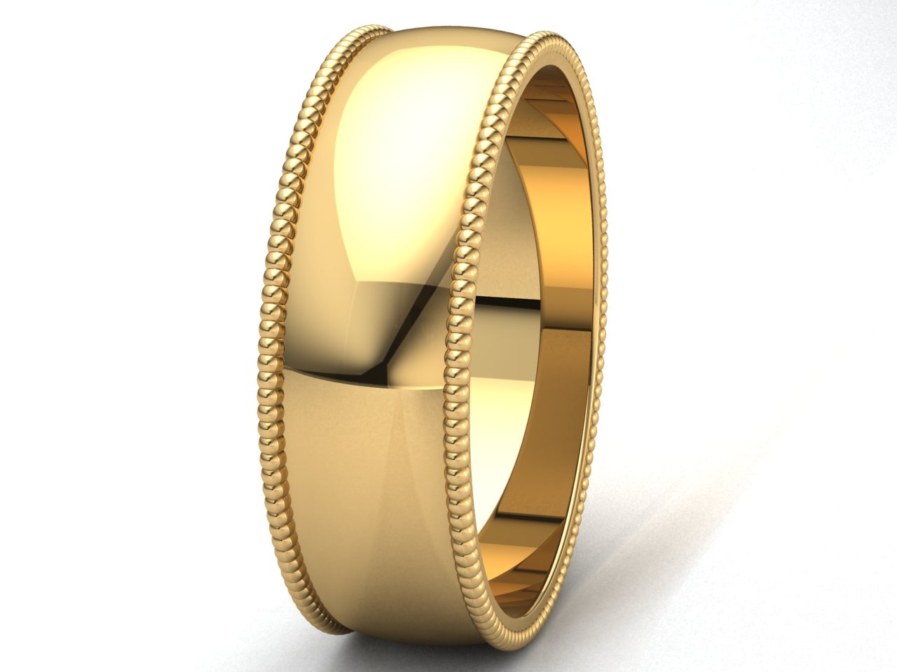 Domed Milgrain Band Ring Mens Womens 2mm 3mm 4mm 5mm 6mm 7mm 8mm Solid 10k Gold - Picture 21 of 29