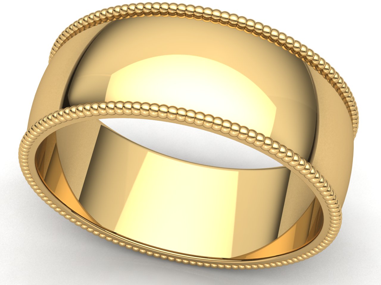 Domed Milgrain Band Ring Mens Womens 2mm 3mm 4mm 5mm 6mm 7mm 8mm Solid 10k Gold - Picture 22 of 29