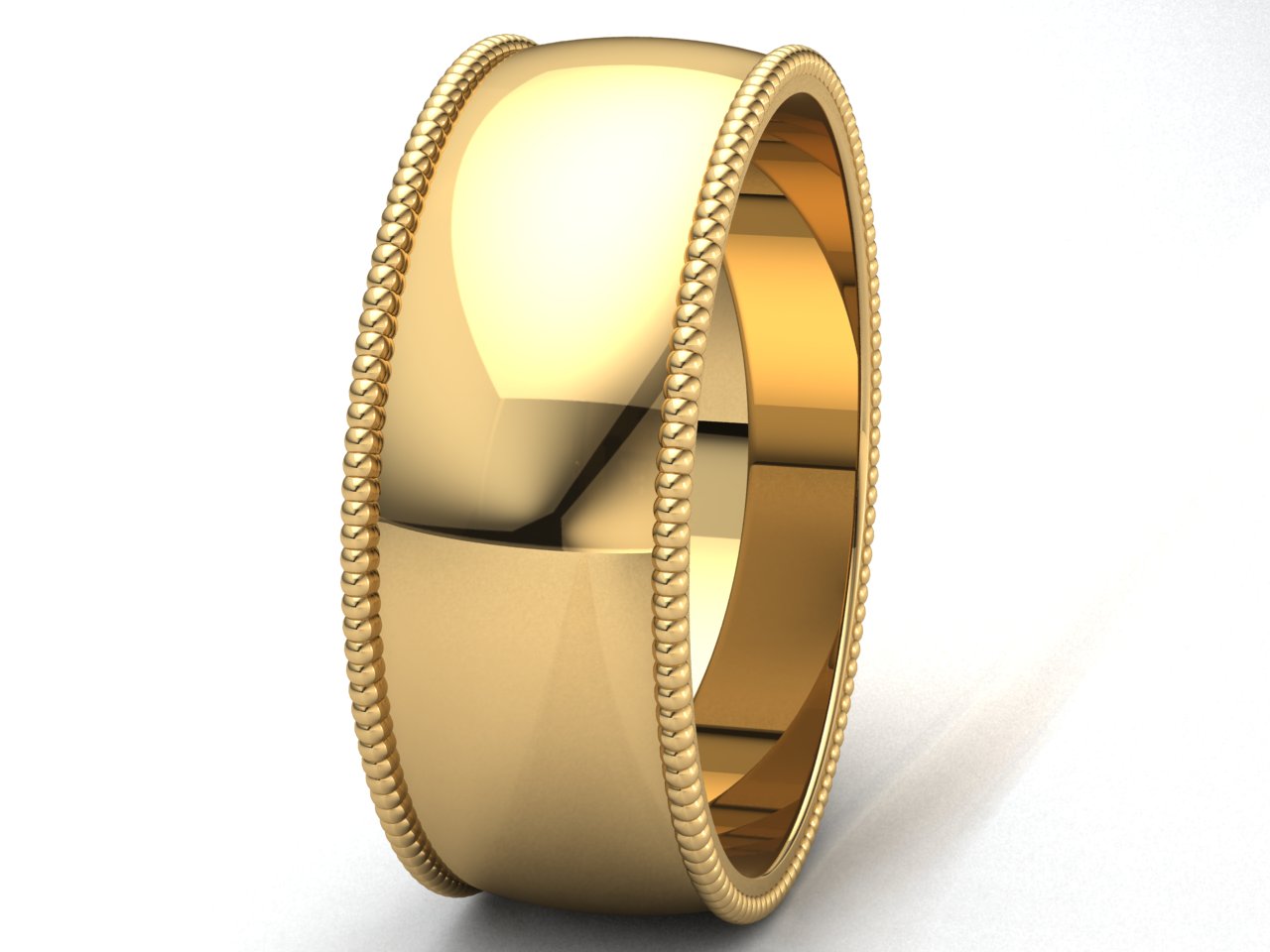 Domed Milgrain Band Ring Mens Womens 2mm 3mm 4mm 5mm 6mm 7mm 8mm Solid 10k Gold - Picture 25 of 29
