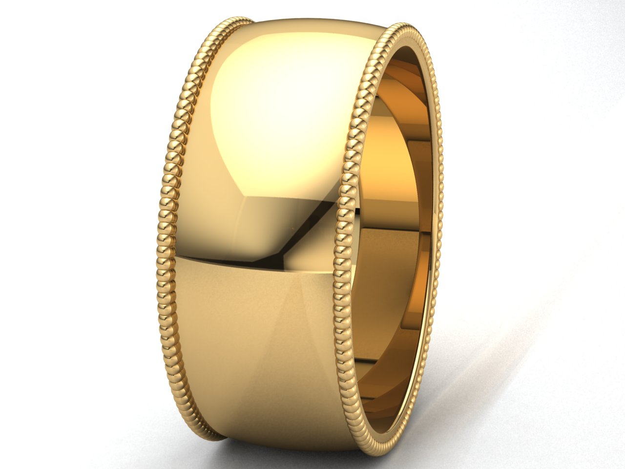 Domed Milgrain Band Ring Mens Womens 2mm 3mm 4mm 5mm 6mm 7mm 8mm Solid 10k Gold - Picture 29 of 29
