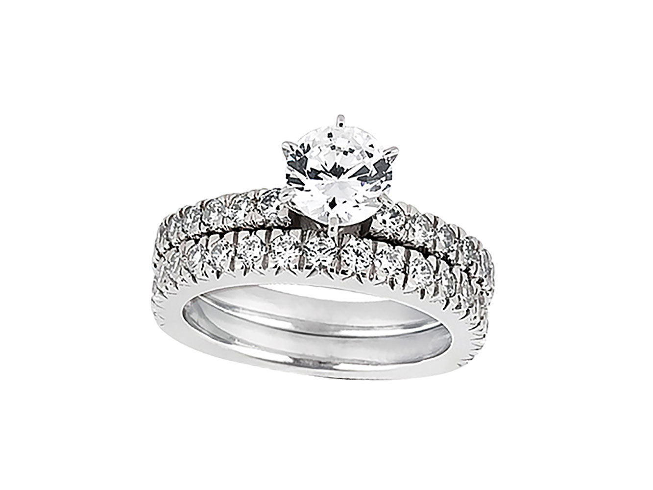 1.50CT Round Cut Diamond Wedding Engagement Bridal Ring Set 14k White Gold Over 