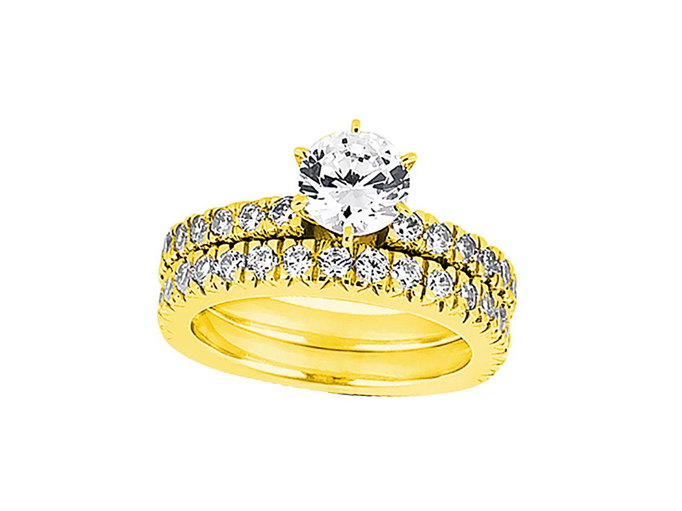 14K Yellow Gold Over 1.50 CT Diamond Engagement Wedding Band Ring Bridal Set 