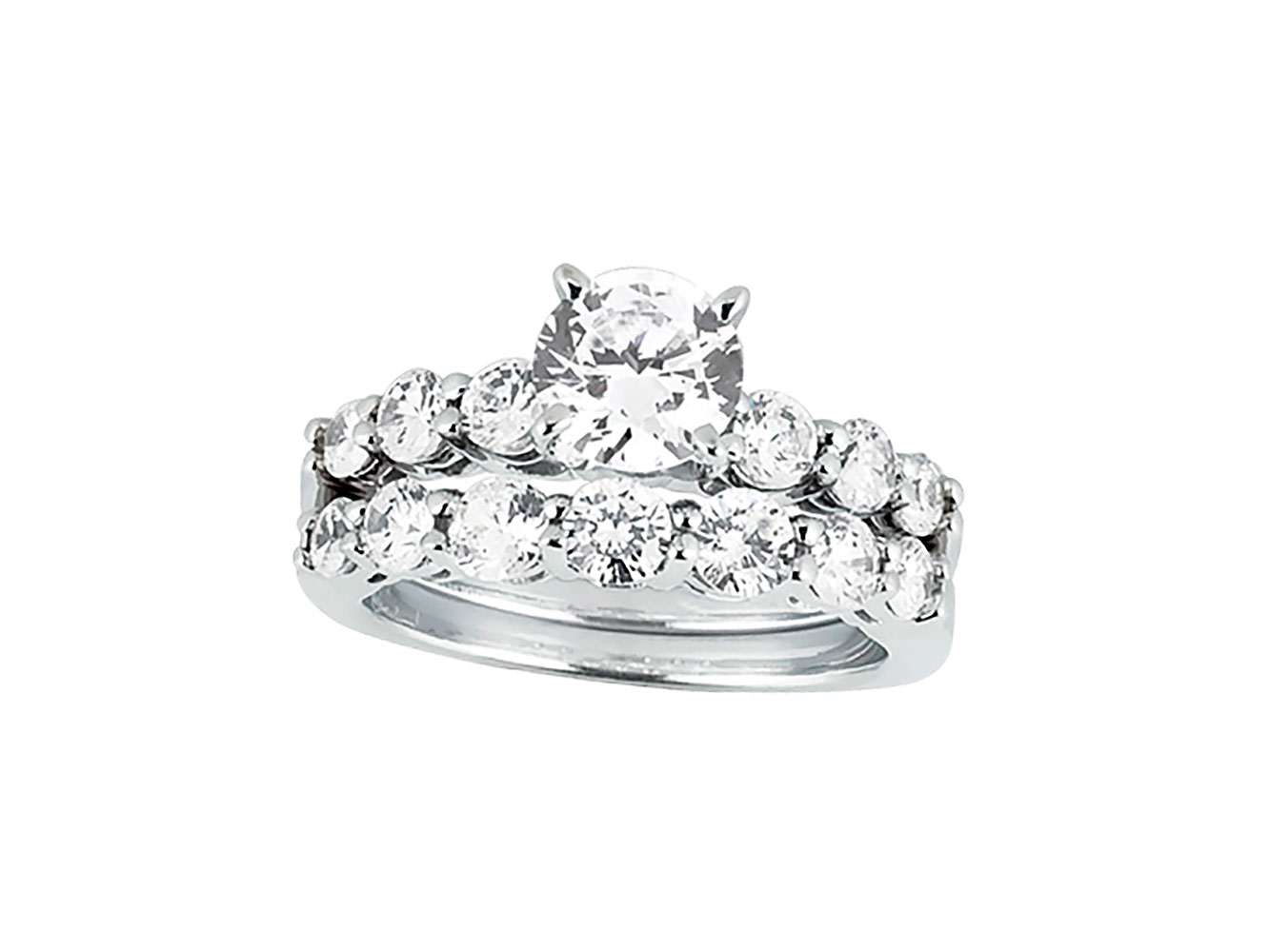 Ensemble bague de fiançailles diamant taille ronde 1,50 ct bracelet de
