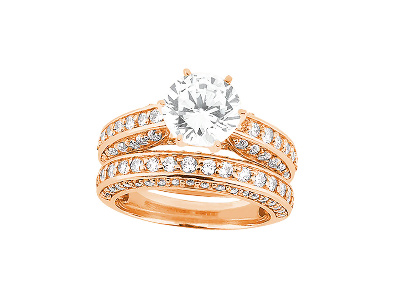 1.50Ct Round Cut Diamond Engagement Ring Wedding Band Set Solid 14k Gold GH SI1 - Picture 5 of 12