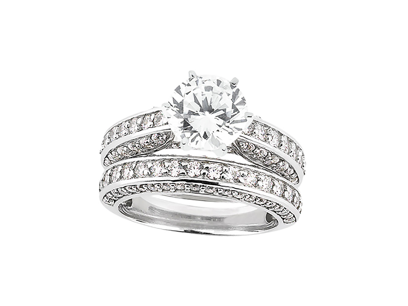 1.50Ct Round Cut Diamond Engagement Ring Wedding Band Set Solid 14k Gold GH SI1 - Picture 9 of 12