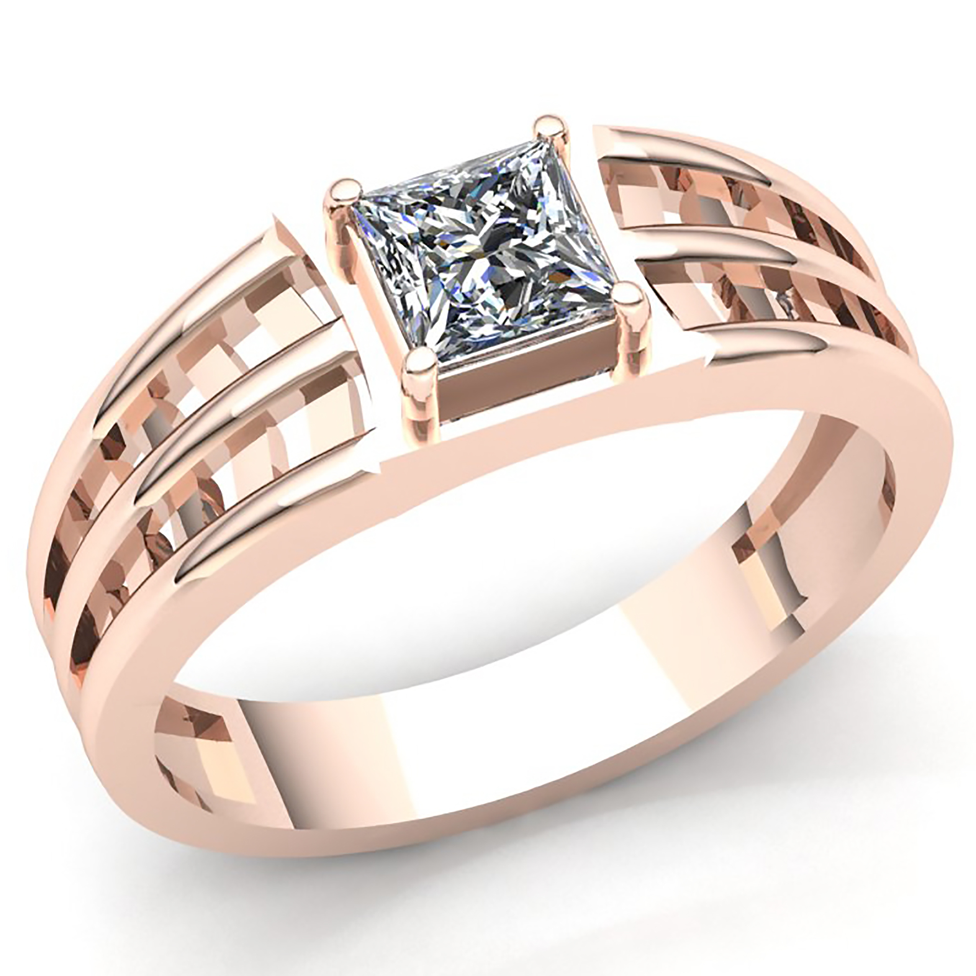 5Stone 0.30ct Diamond Wedding Band Ring 10k White Gold Princess Cut I SI2 Prong 