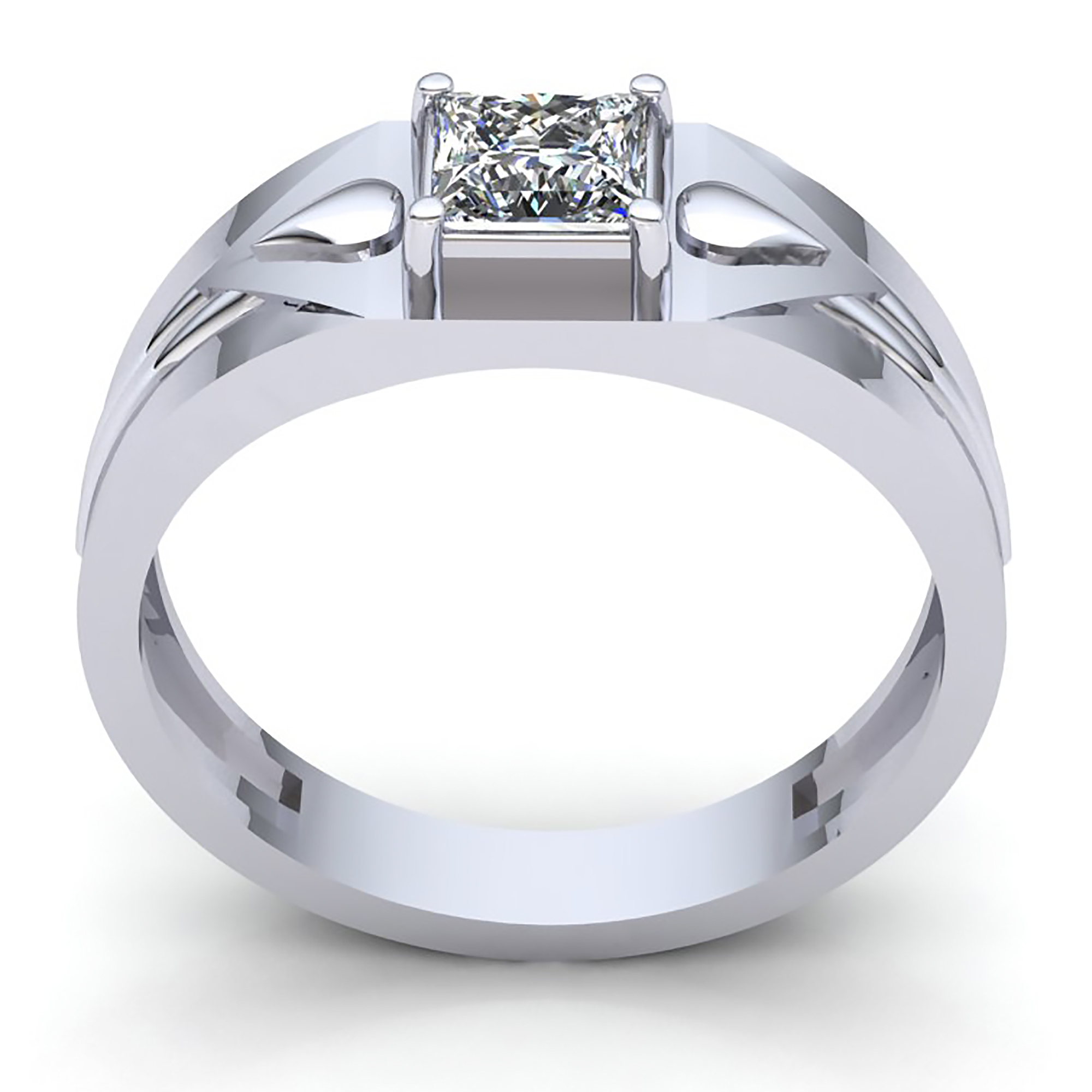 0.60 ct 14k  White Gold men's Natural Diamond Ring Wedding Channel Princess Cut 