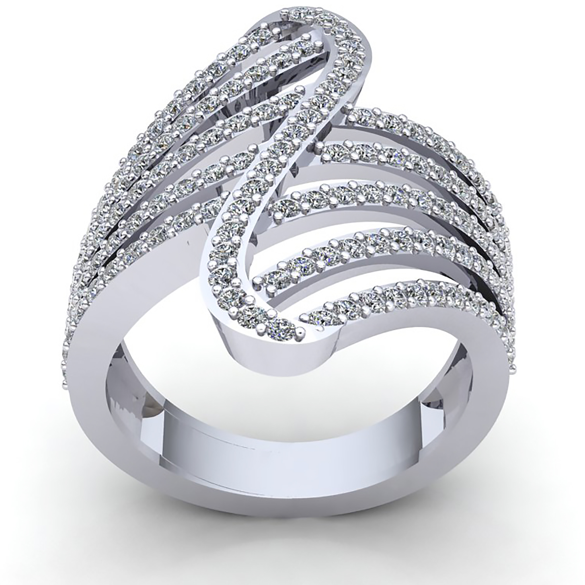 1.5ct Round Cut Diamond Womens Fancy Band Right Hand Ring 14K Gold - 第 11/14 張圖片