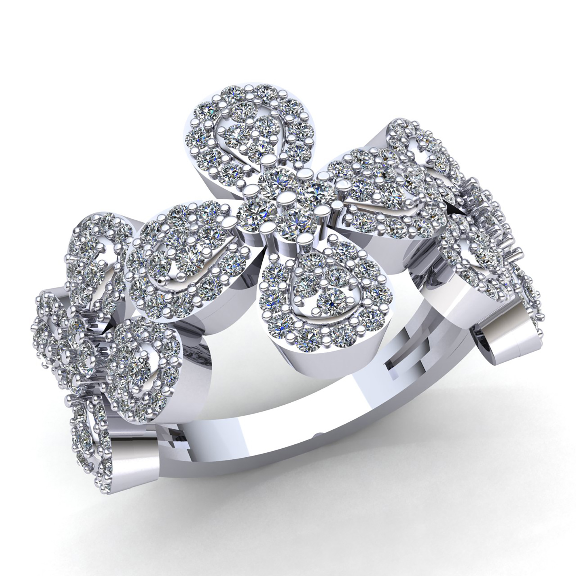 Real 2carat Round Diamond Ladies Personalized Flower