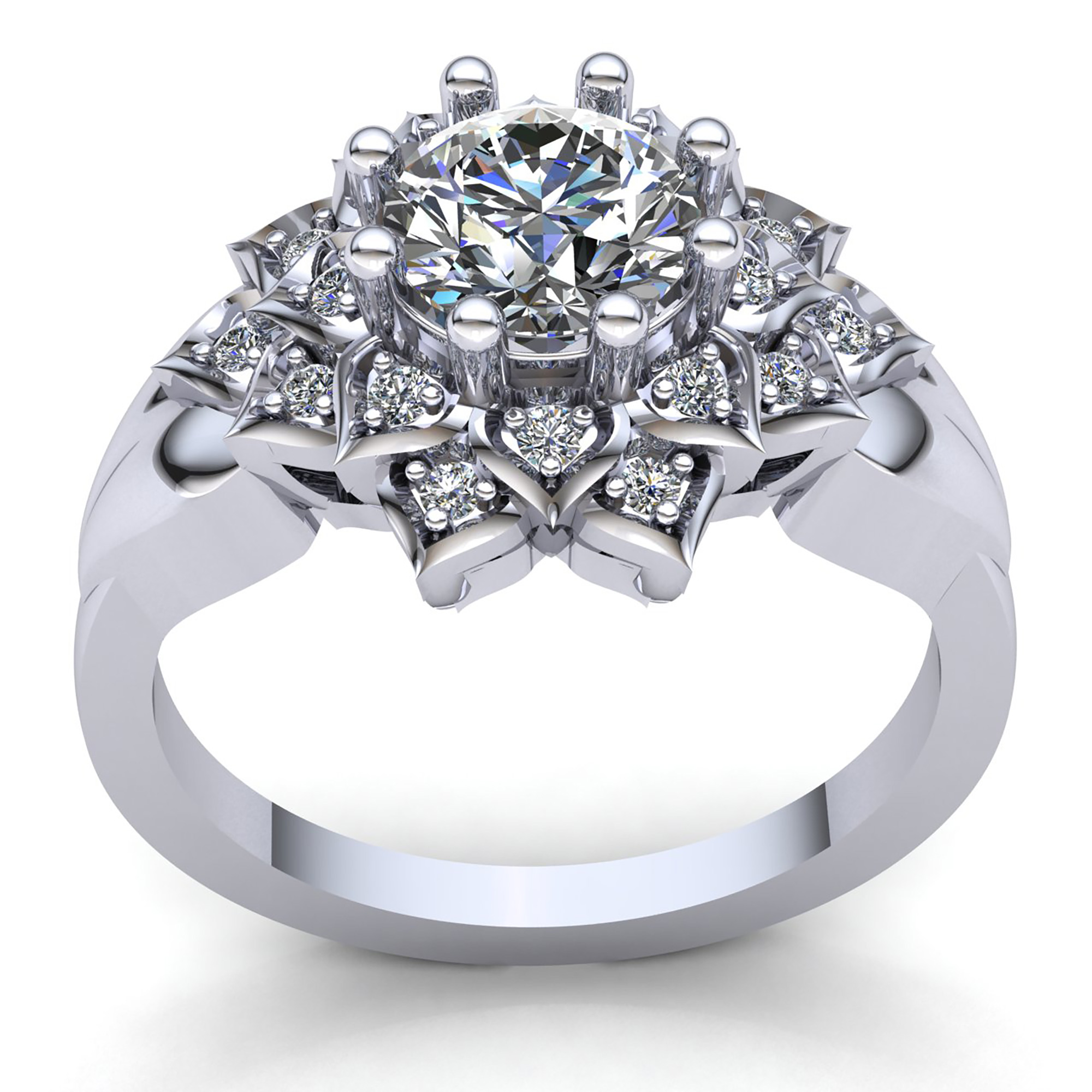 2ctw Round Brilliant Diamond Ladies Solitaire Flower Engagement Ring 10K Gold eBay