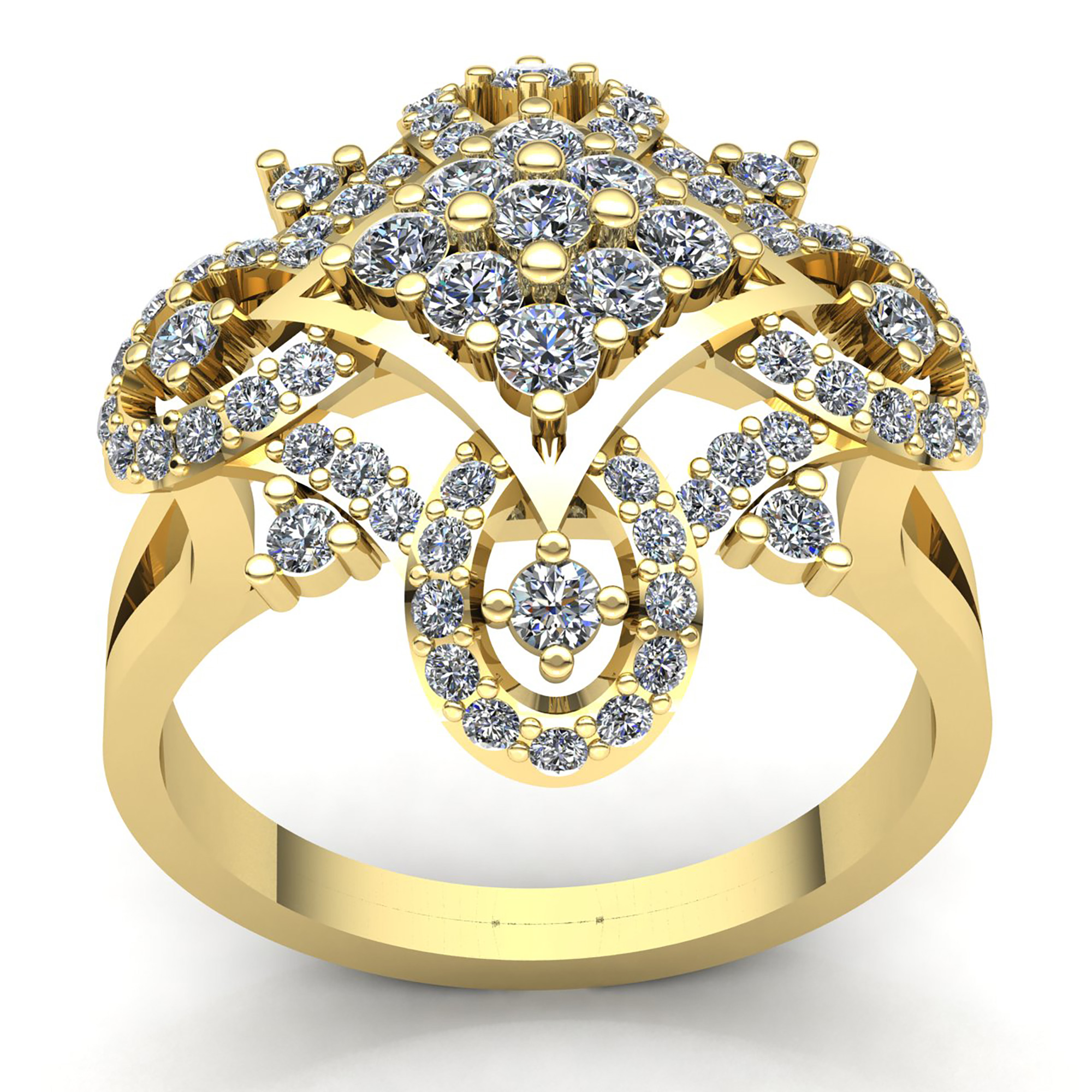 Genuine 1ct Round Cut Diamond Ladies Cluster Vintage Fancy Ring 10K