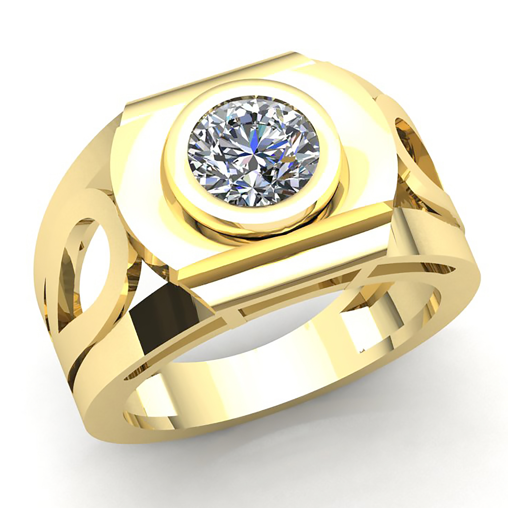 0.33ctw Round Cut Diamond Mens Bezel Set Solitaire Wedding Band Ring 10K Gold | eBay