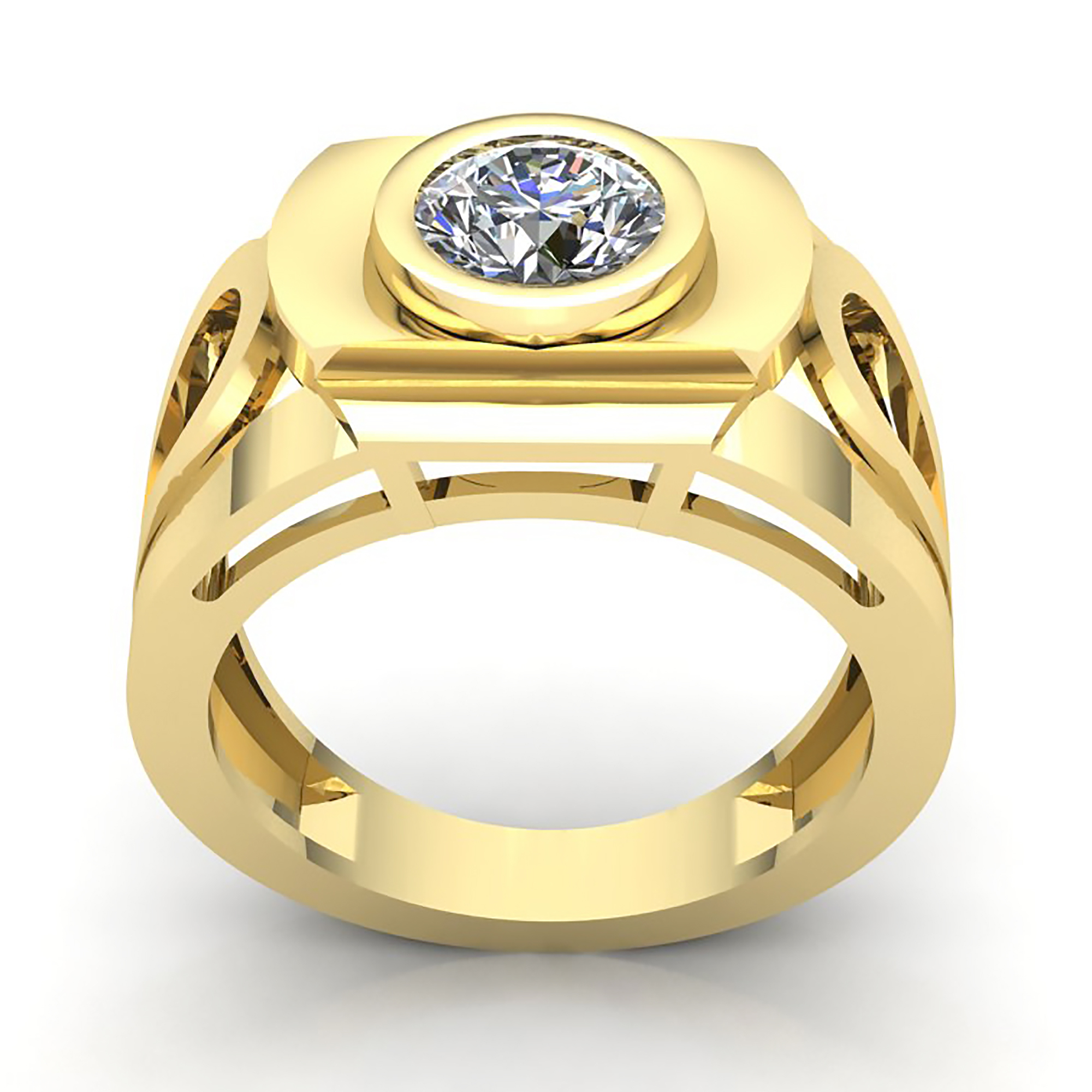 0.33ctw Round Cut Diamond Mens Bezel Set Solitaire Wedding Band Ring 10K Gold | eBay