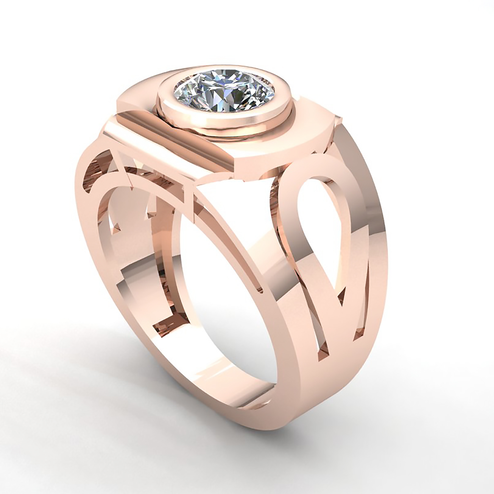 Natural 0.75carat Round Cut Diamond Mens Modern Cluster Engagement Ring 14K Gold