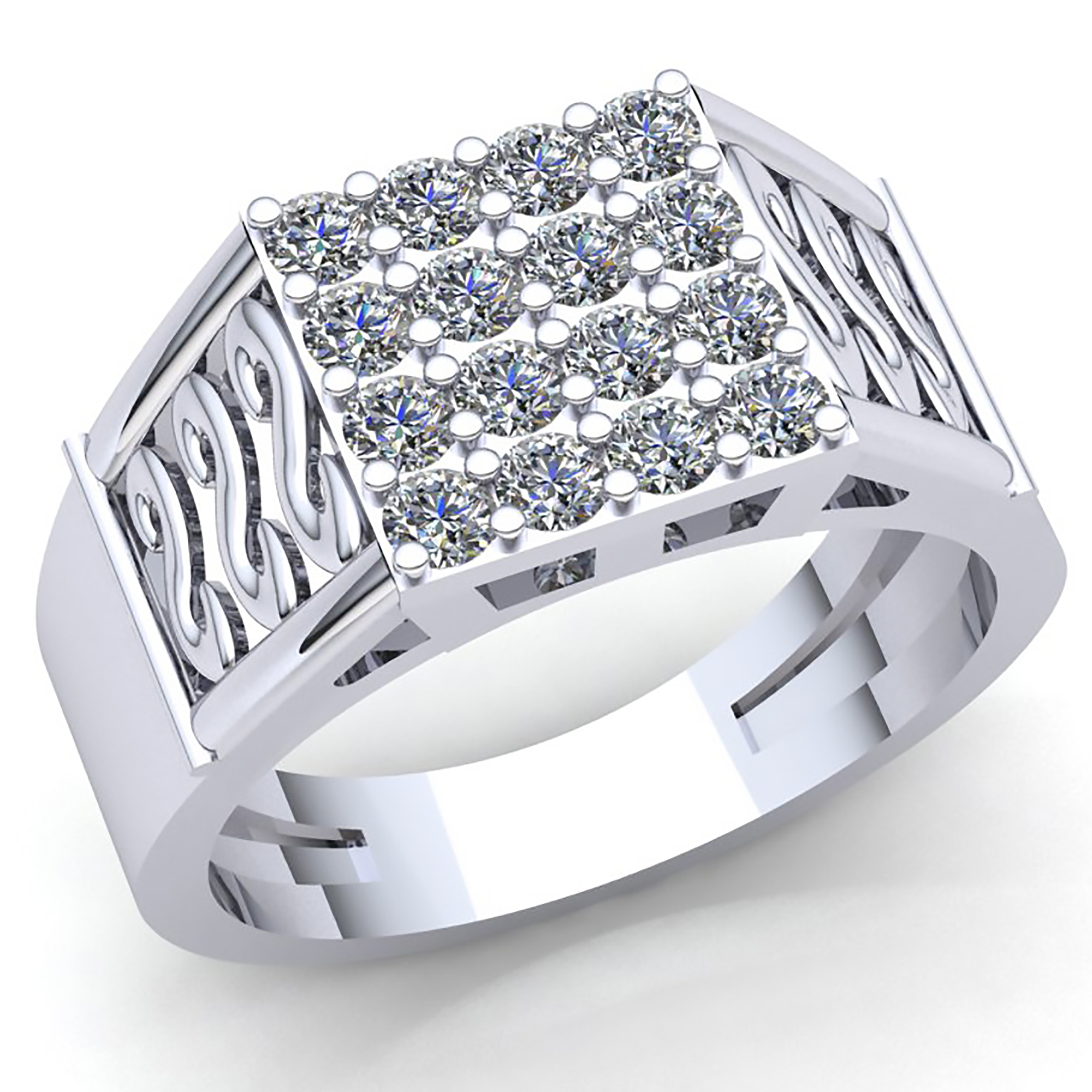 Genuine 0.5ctw Round Diamond Cluster Classic Mens Wedding Band Ring 14K GH I1 - Picture 9 of 14