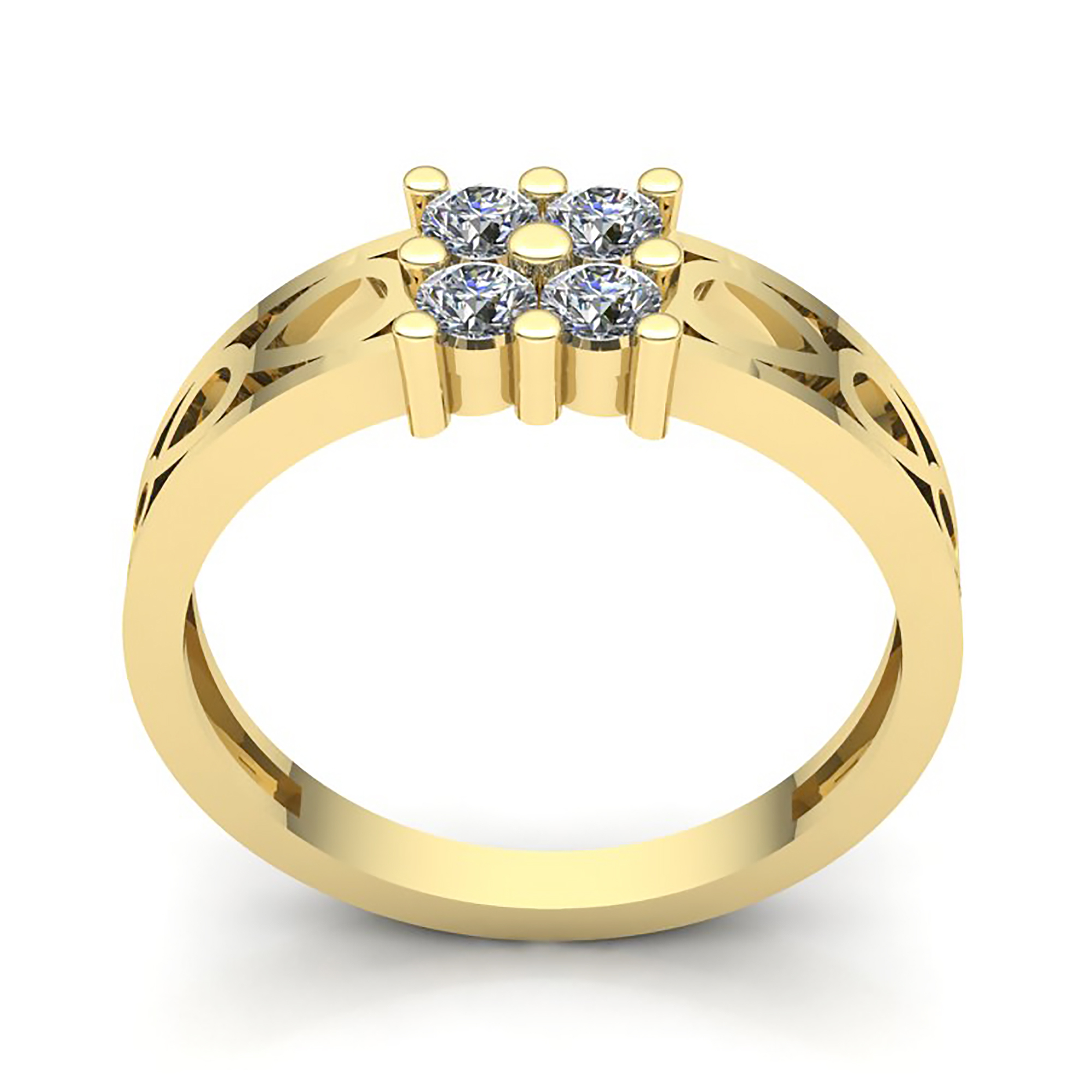 Natural 2Ct Round Diamond Mens Modern 4Stone Cluster Wedding Band Ring