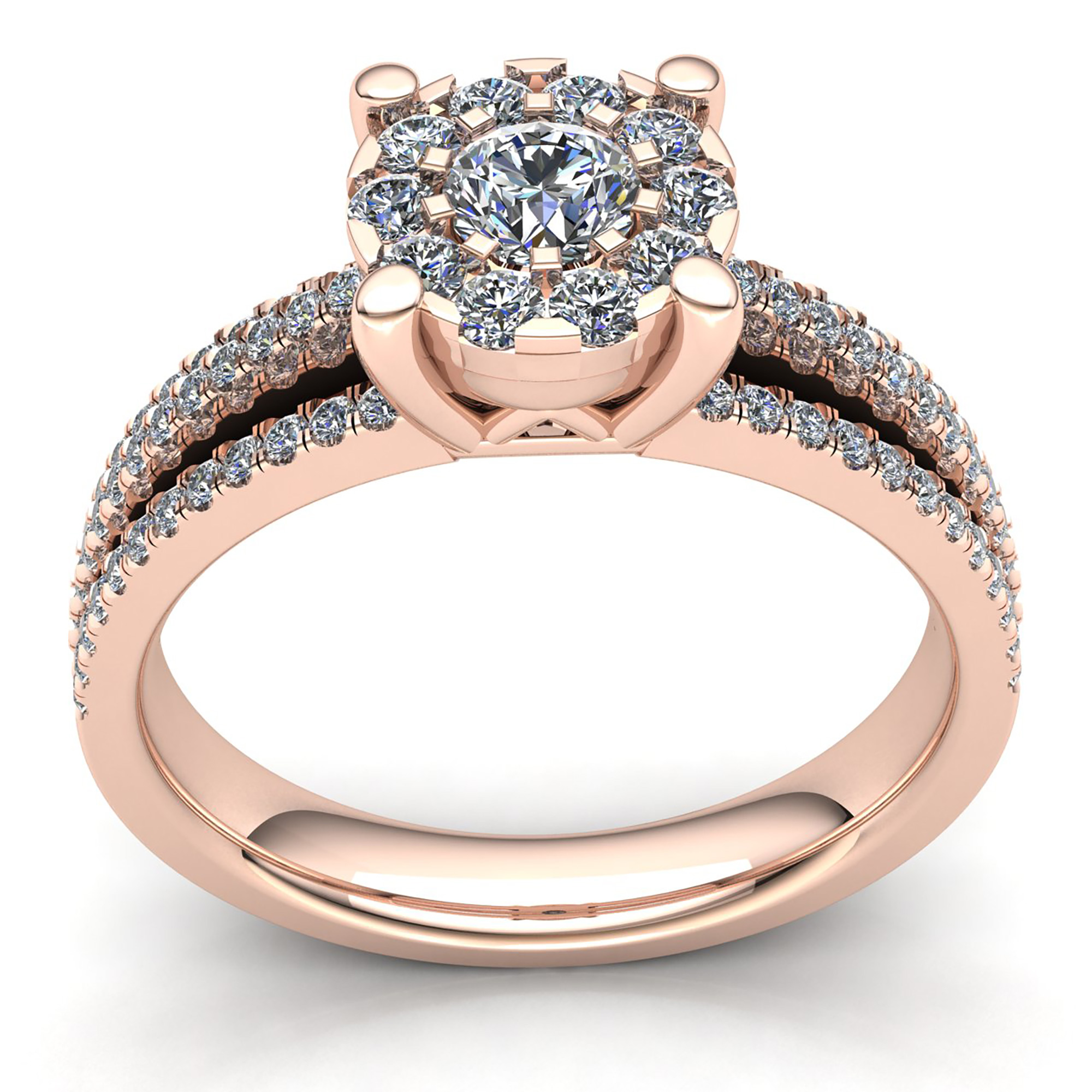 Real 1ctw Round Cut Diamond Women's Bridal Cluster Engagement Ring 14K