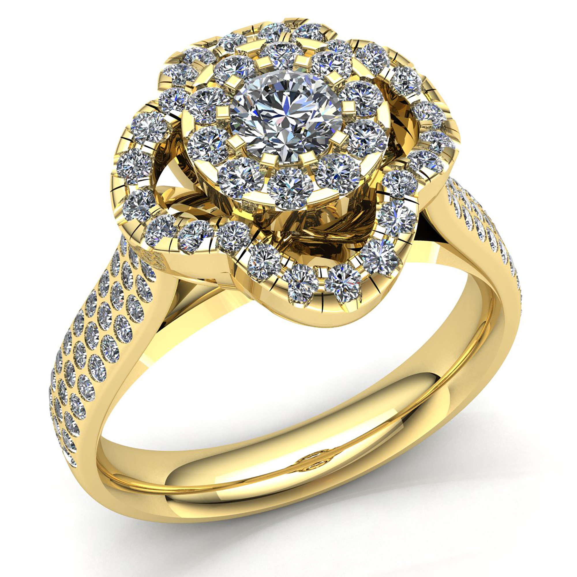 3ct Round Brilliant Cut Diamond Ladies Cluster Halo Engagement Ring 10K