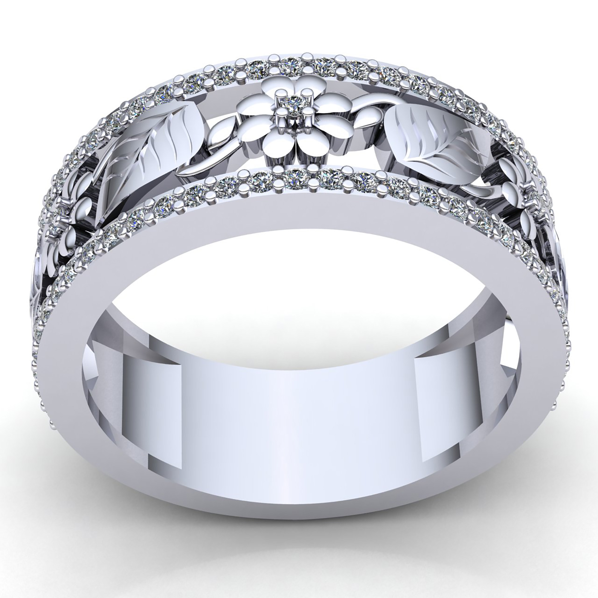 5carat Round Cut Diamond Women&#039;s Bridal Flower Wedding Band Ring 18K