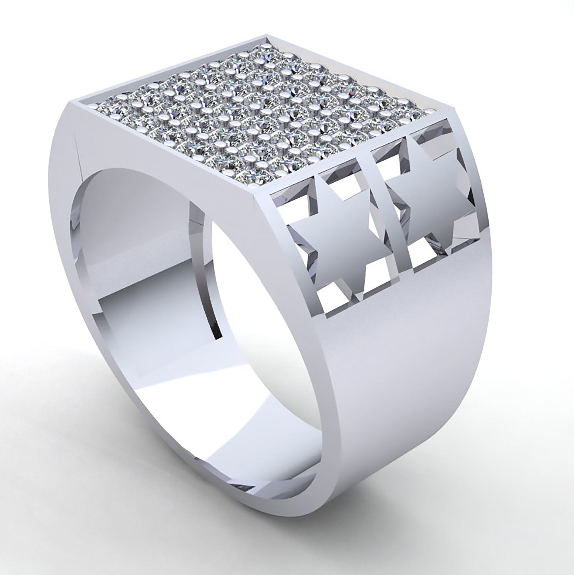Genuine 3/4ct Natural Diamond Mens Star Pave Set Wedding ...