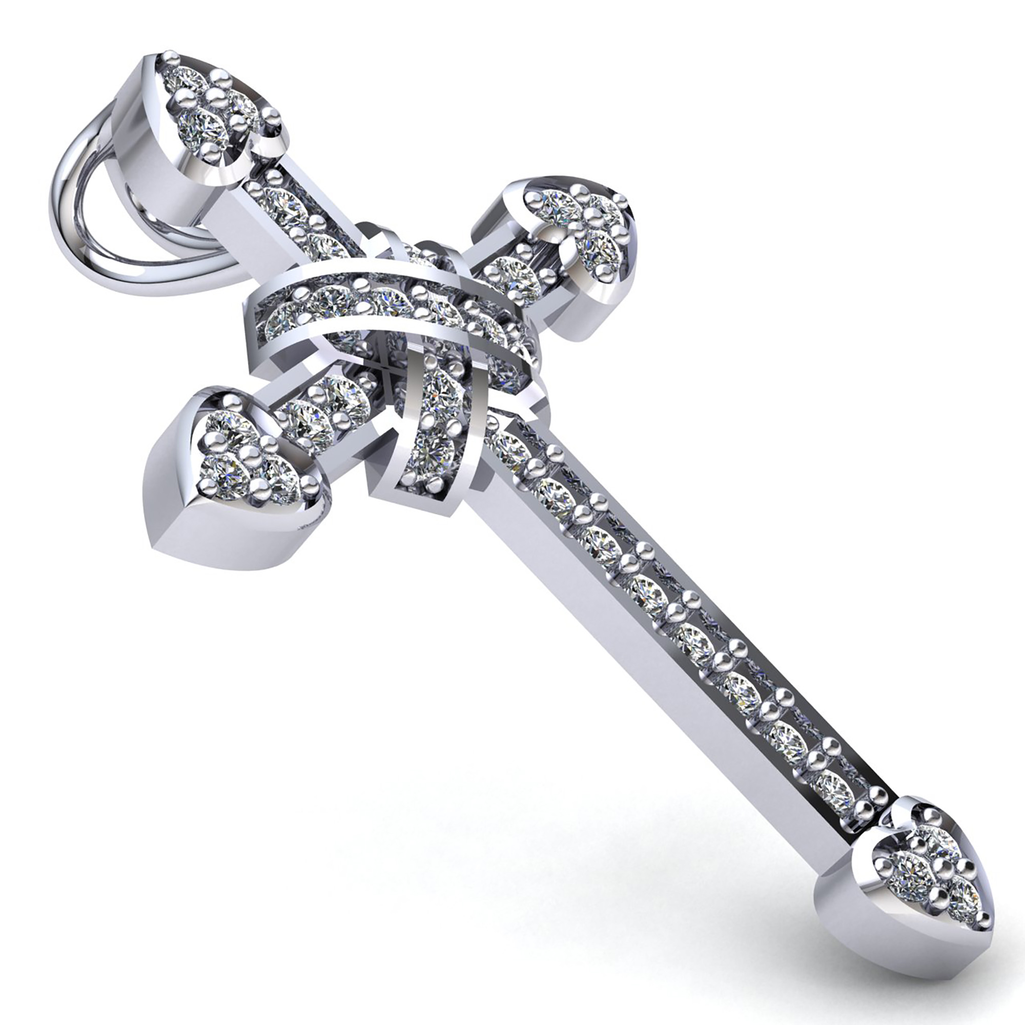 0.25ctw Genuine Rond Coupe Diamant Femme Pave religieux Pendentif croix or 10K