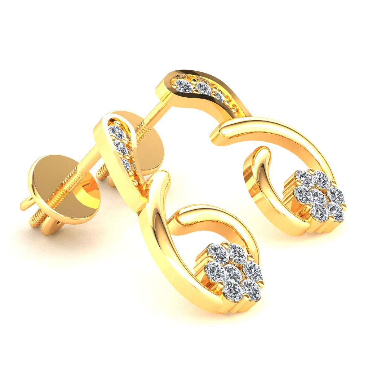Details about   Natural 0.15ctw Round Diamond Ladies Cluster Flower Earrings 14K Gold