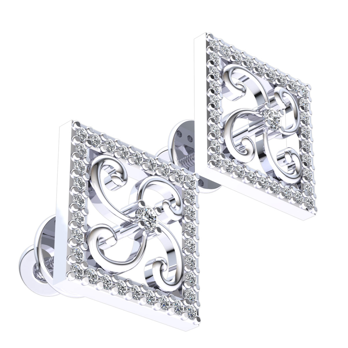Details about   0.2carat Genuine Round Cut Diamond Ladies Square Studs Earrings Solid 14K Gold 