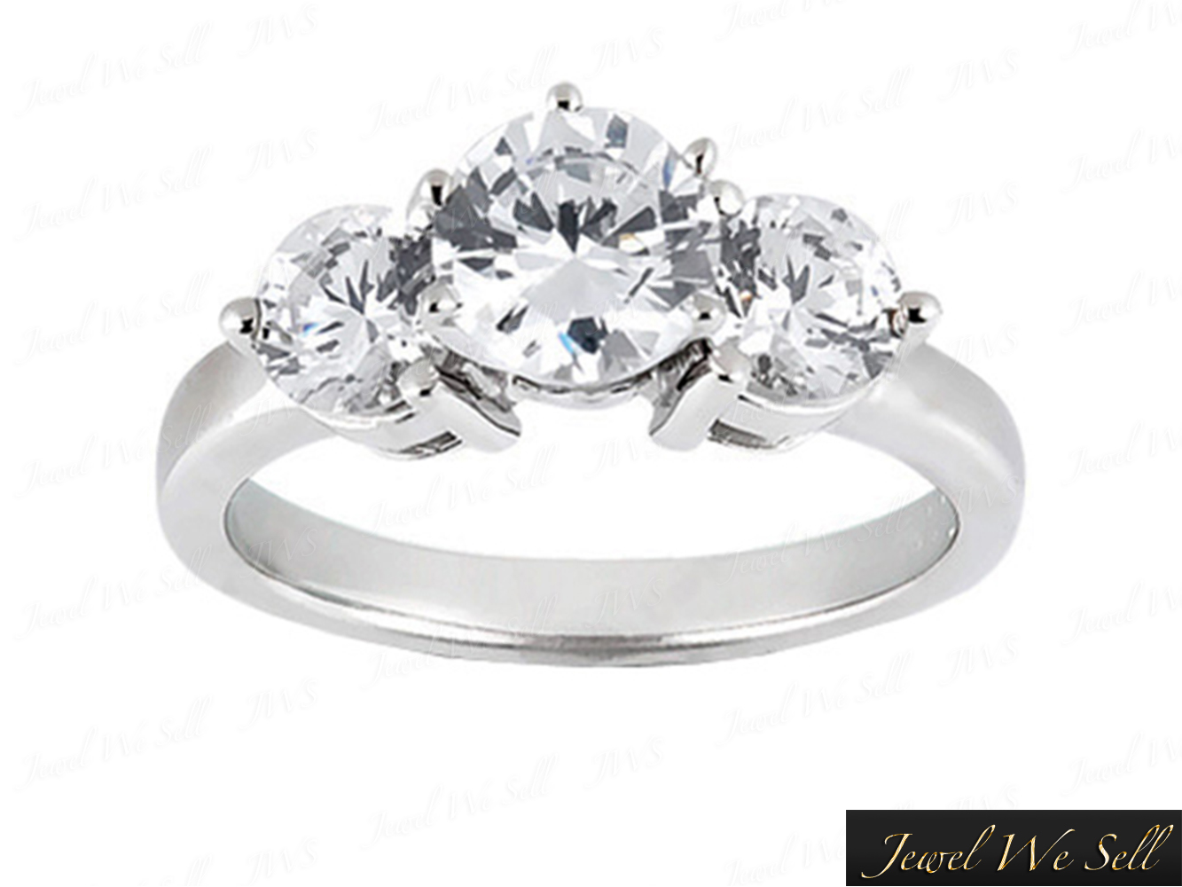 3 4ct Round Cut Diamond 3 Stone Engagement Ring 14k White Gold G SI1 Prong Set