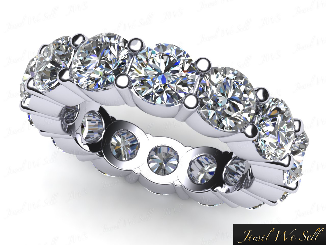 3.40Ct Round Cut Diamond Shared Prong Eternity Band Ring 14k White Gold ...
