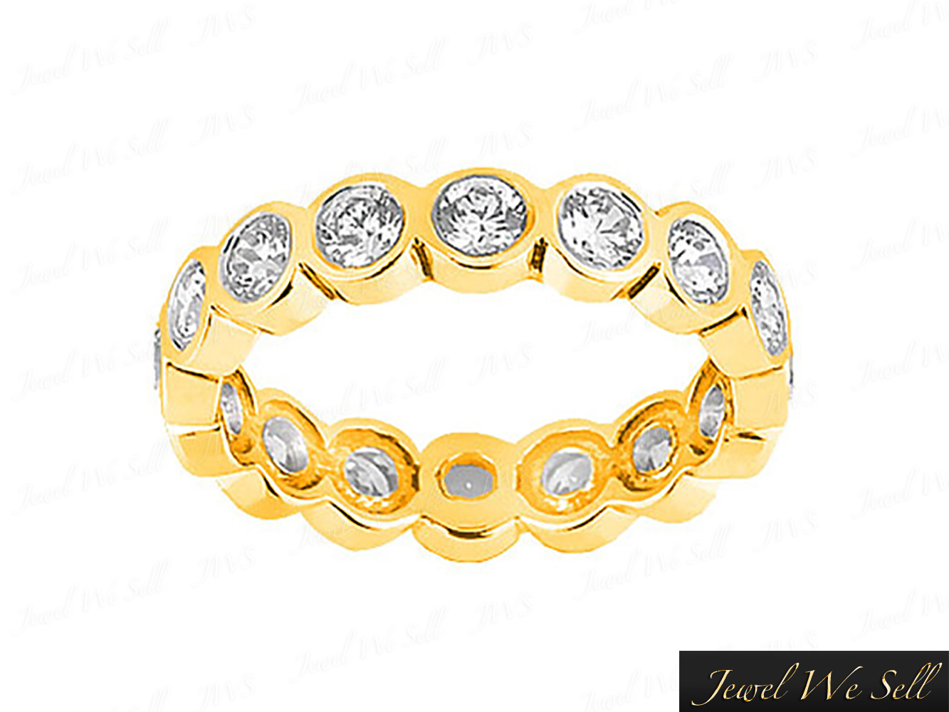 0.60Ct Round Diamond Eternity Wedding Band Ring 14k Yellow Gold I SI2 Bezel Set main product image